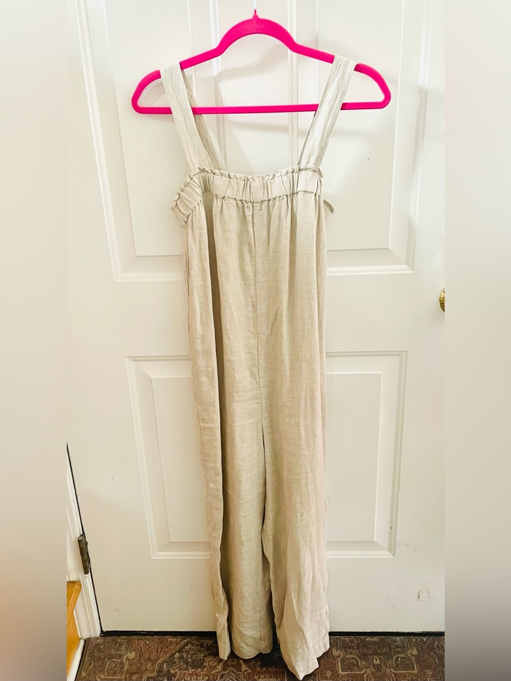 J.Crew beige wide leg linen jumpsuit